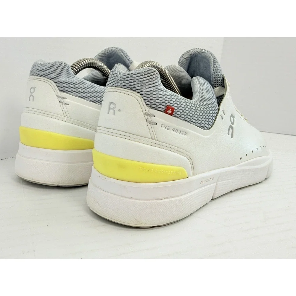 On The Roger Advantage Women's 8.5 White Nimbus Gray Yellow CloudTec Tennis